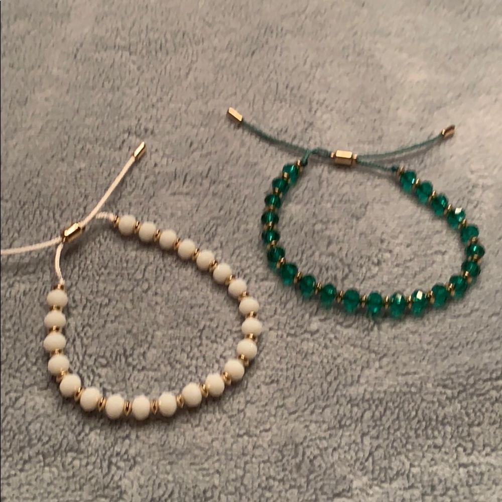Really pretty white and green gold bracelets